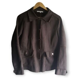 CABI Faux Suede Fleece lined Snap Button Jacket